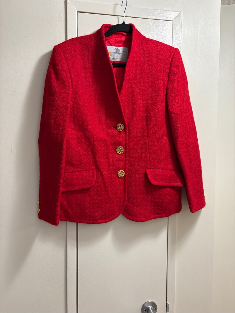 Aquascutum Red Women's Tailored Wool-Blend Jacket